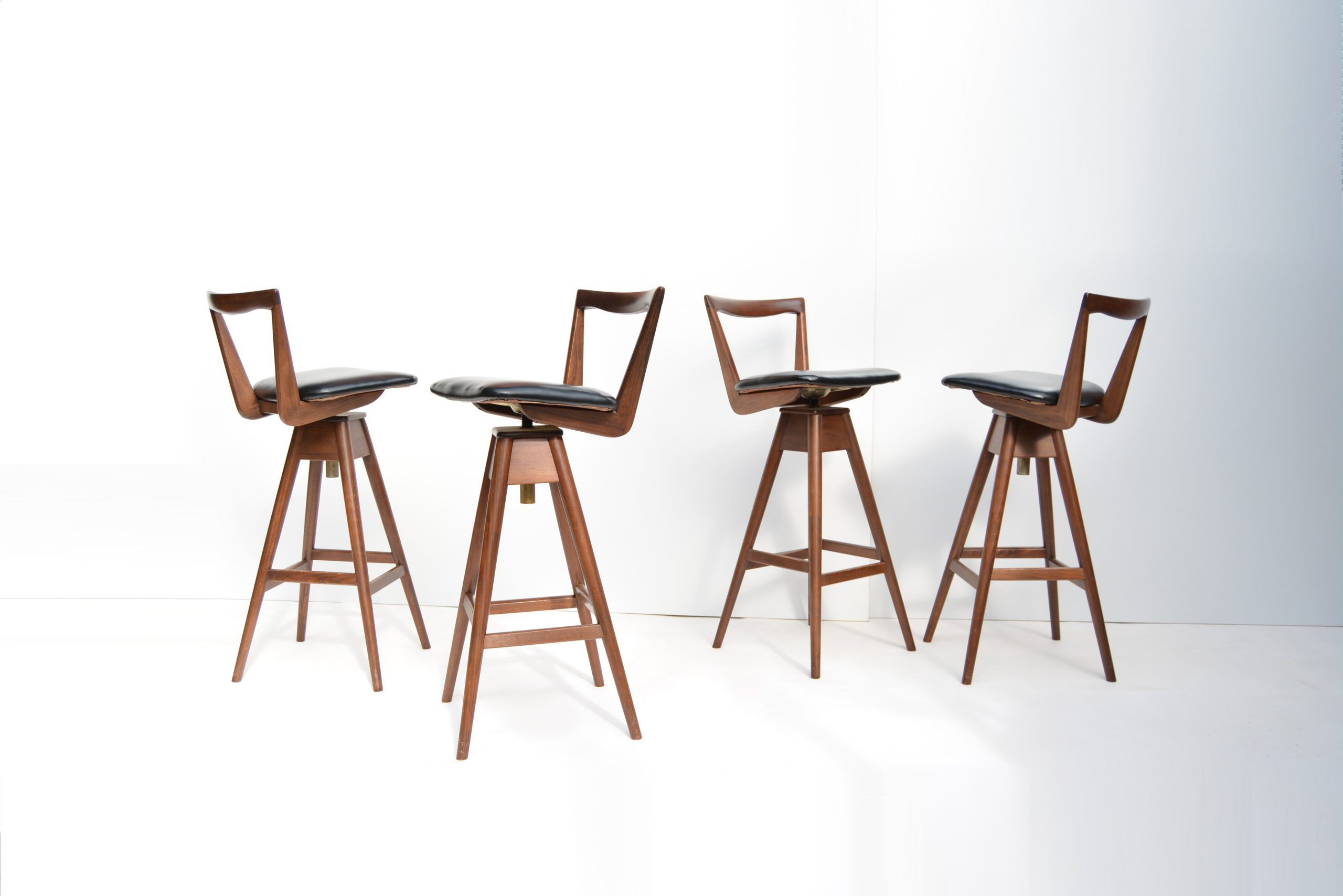 TH Brown And Sons Designer Swivel Bar Stools Vintage Retro Chairs Labels 1960s Australian Furniture Parker Danish Era